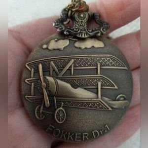 New German World War I Fokker Dr-1 Fighter plane pocket watch